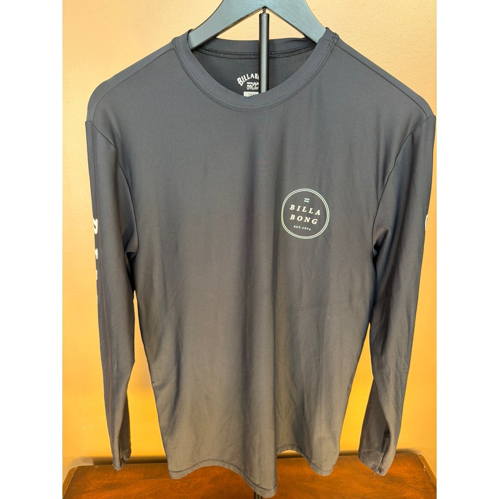 Billabong Mens Long Sleeve Rash Guard UPF 50+ Loose Fit Surf Shirt Black Small